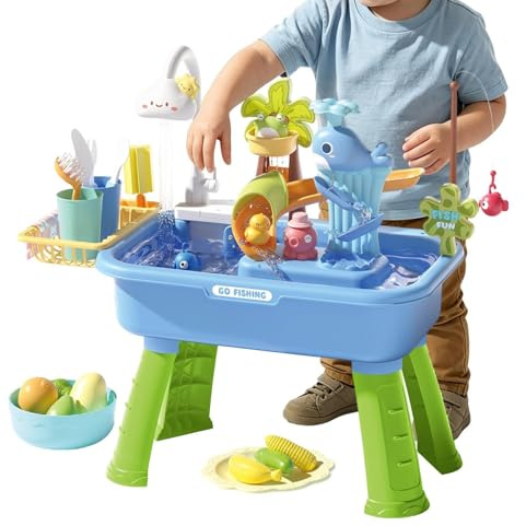 Wasserspieltisch Kinder Outdoor, Garten Spielzeug, Wasserbahn Kinder Draußen, Wasserspielzeug, Planschbecken Für Kleinkinder 3-8, Sommer Draußen Spielzeug Wasser Für Vorschulkinder, Garten,Terrasse