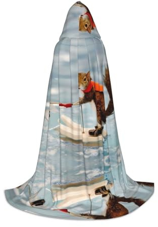 QAZWZML S Wasserski Fuchs Eichhörnchen bedruckter Kapuzenumhang Urlaub Party Bühnenauftritt Cosplay Kapuzenjacke