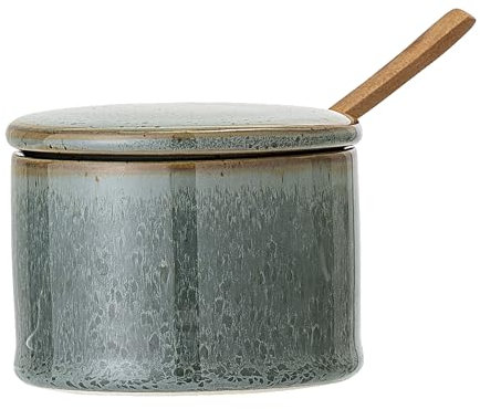 Bloomingville Gefäß mit Deckel und Löffel Pixie, Farbe Grün/Braun, Akazienlöffel, Kapazität 200 ml, Spülmaschinengeeignet, Aufbewahrung, 22063928