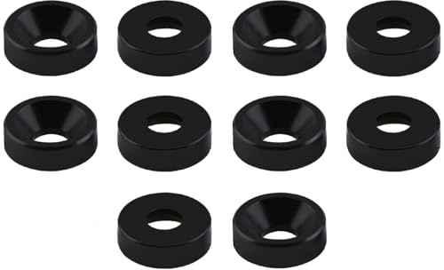 Arandela de taza de aluminio anodizado M4, 10 unidades, arandela avellanada para la bahía del motor, arandela de parachoques (negro)