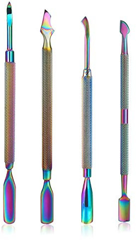 Mwoot 4 Stück Nagelhautschieber, Edelstahl Nagelhautentferner Nagel Abgestorbene Hautentfernung Nailart Manikürewerkzeug, Nagelhaut Schiebe Set Cuticle Pusher für Maniküre und Pediküre