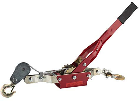 Holdfiturn 4 Tons Hand Winch Double Hook Manual Wire Rope Winch Wire Rope Ratchet Marine Puller Tool for Caravan Boat Vessels Ships Trailer for Heavy Handling