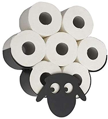 Novelty Black Metal Sheep Toilet Roll Holder, Wall Mounted Free Standing Animal Toilet Roll Paper Holder Bathroom Loo Roll Storage, Accessories Decorative Home Decor Indoor Storage Loo Roll Holder