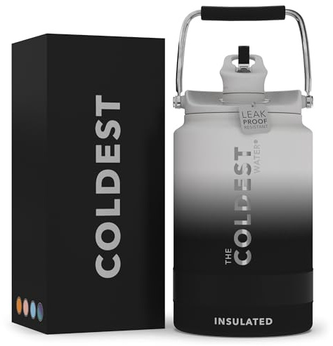 COLDEST Sports Water Bottle 128 oz/One Gallon (Straw Lid), Leak Proof, Vacuum Insulated Stainless Steel, Hot Cold, Double Walled, Thermo Mug, Metal Canteen Growler Jug (Hyperspace, Gallon)