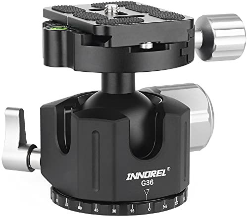 INNOREL Teste panoramiche per treppiede in metallo CNC con piastra a sgancio rapido in lega di alluminio Arca Swiss da 38 mm per treppiedi, monopiedi, fotocamera DSLR, videocamera (G36)