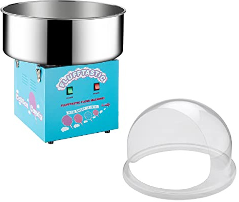 Cotton Candy Machine – Flufftastic 1000W Floss Maker with Dome Shield and Stainless-Steel Pan – Party Treat Maker by Great Northern Popcorn (Blue)