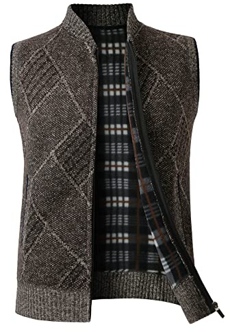Btmpmcs Herren Pullunder Strickweste Fleece-Fütterung Ärmellose Dicke Cardigan Gestrickt Strickjacke Mit Reißverschluss Übergangsjacke Warme Winterjacke Sweatjacke
