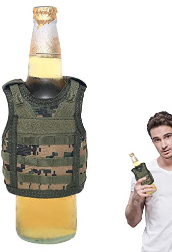 Generic Mini gilet tactique | Mini gilet Molle réglable pour boissons, gilet de bouteille isolant thermique pour boîtes de 12 oz ou décoration de bouteille