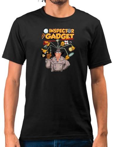 Camisetas EGB Camiseta Adulto/Niño Inspector Gadget Ochenteras 80´s Retro Comic Tallas Especiales (Negro, M)