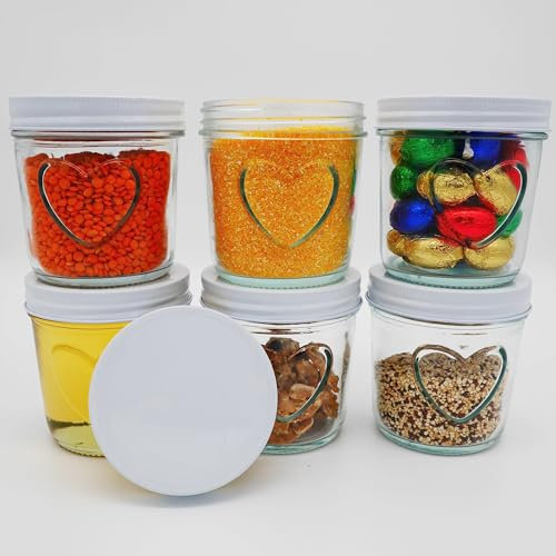megusta!® 6 Einmachgläser mit Herz im Glas | 350 ml | Deckel weiß | Marmeladengläser Vorratsgläser Gurkengläser Meal Prep | Backen Einfrieren Fermentieren
