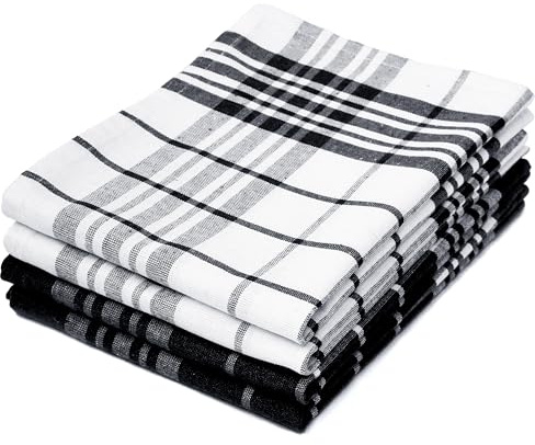 Encasa XO Geschirrtücher, Frottee Baumwolltücher 70x45 cm | Schwarzer Frottee, Saugstark & Schnelltrocknend | Langlebig & Weich | Küchenhandtücher & Spüllappen