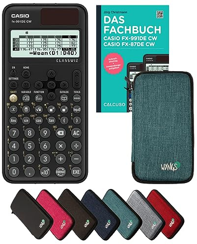 Casio fx-991DE CW inkl. Schutztasche Türkis & Fachbuch (160 Seiten, DIN A5) – Wissenschaftlicher Rechner – Smart Set