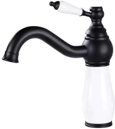 Taps for Bathroom Basin All Copper Bathroom Washbasin Hot and Cold Natural Jade Faucet Home Bathroom Above The Basin Faucet, Black Short Paint