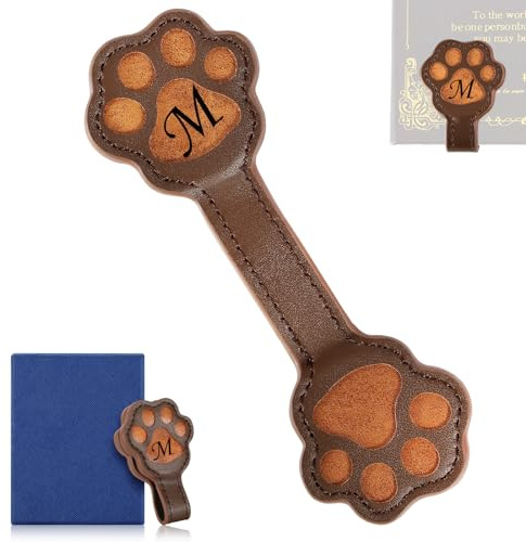 Lesezeichen Magnetisch aus Leder mit süßen Initialen - Vintage Clip Bookmark, Ideales Geschenk für Leser, Kinder und Buchliebhaber (Initialen M)
