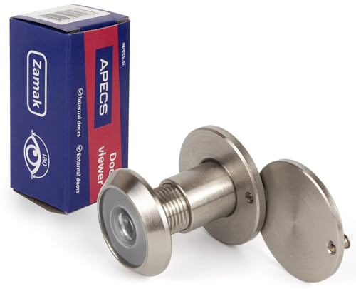 APECS Türspion mit Sichtschutz für Tür 15-25mm Bohrloch - Ø14mm Nickelfarbe Türspionabdeckung Modell 3014/15-25-NIS