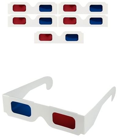 QIANCAIWANG 5-pack 3D-pappersglasögon för film, anaglyphglasögon, blå och röda 3D-kartongglasögon för TV, filmer
