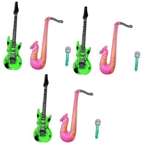 Gogogmee 9stücke Teiliges Set Aufblasbare Aluminiumfolie Spielzeug Mikrofon Gitarre Saxophon Zufällige Farben Party- Für Erwachsene Vielseitig Einsetzbar Als Geburtstagsgeschenke