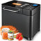 KEEPEEZ 2LB Brotbackautomat, Quarz Schnellheizer Brotbackautomaten Edelstahl with Keramik-Pfannen, 17-in-1 Brotbackmaschine with Auto Nut Dispenser, 2 Paddles, 3 Brotgrößen and 3 Backfarben,Glutenfrei
