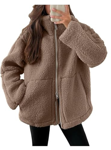 SIYAN Giacca Teddy Da Donna In Soffice Pile - Giacca Invernale In Pile Di Peluche Teddy Giacca Invernale Calda Oversize For Esterni Cappotto Invernale Spesso In Velluto S-XXL(Coffee,XL)