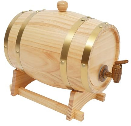 TkkMivcOC Botte di legno da 3 l, 5 l, per vino, in legno di pino, per la conservazione di whisky, bourbon e rum (extra, litri, 3)