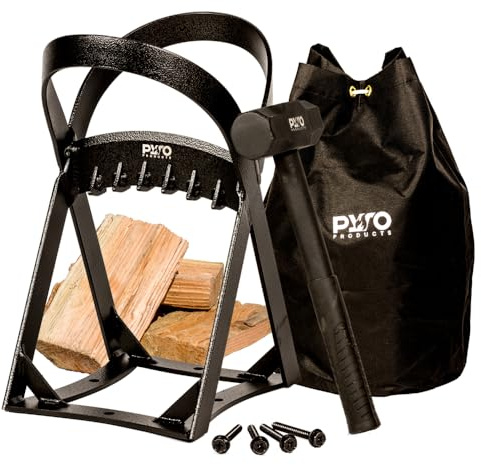 PyroProducts® Manueller Holzspalter für Kaminholz - inkl. Hammer & Feuerzeug
