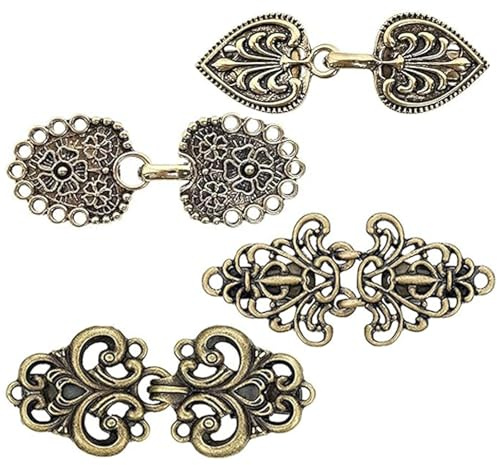 4 Pièces Pinces à Cardigan Or Clips de Pull Vintage | Alliage Motif Floral Shawl Clip Antique Pince Écharpe Broche Mode Badge Broche Robe pour Femme Accessoire Cadeau de Bijoux