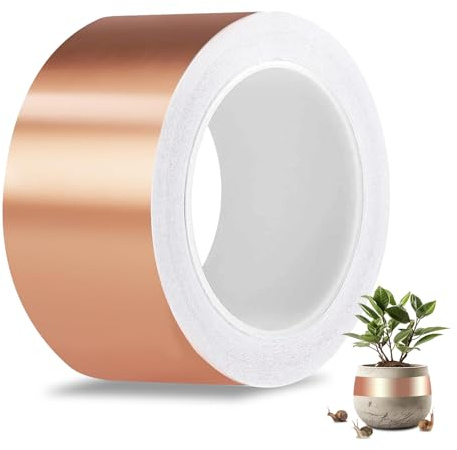 EvcgoX Nastro di rame anti lumache, 50mm x 20m protezione contro lumache per aiuole rialzate, efficace nastro rame adesivo antilumaca per la protezione di piante da giardino e piante da appartamento