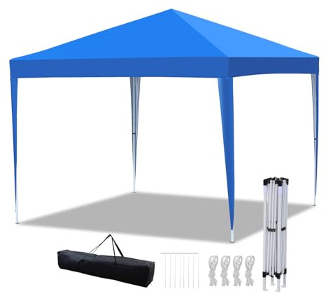 Eikuavons Pavillon 3x3m wasserdicht stabil Winterfest, Faltpavillon Camping mit Zentralverriegelung, Gartenzelt, Gazebo, UV-Schutz Partyzelt, Höhenverstellbarer Gartenpavillon,Blau
