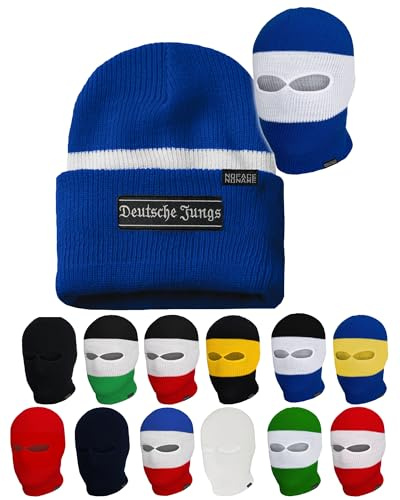 No Face No Name Deutsche Jungs Sturmhaube Mütze mit Anhänger in schwarz weiß rot blau gelb grün