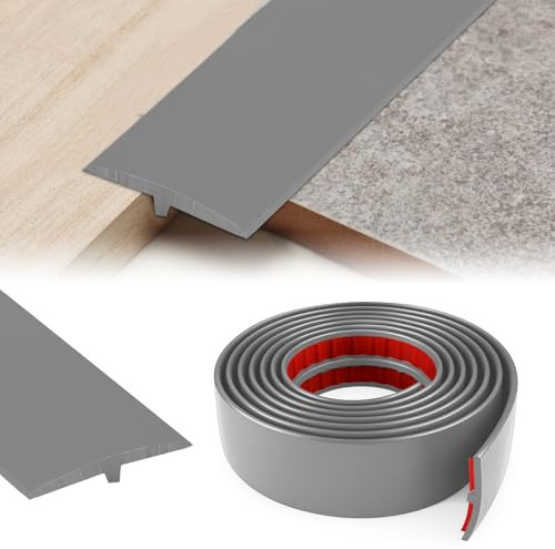 YushengTai übergangsprofil, T Profil übergangsprofil Selbstklebend, Türschwellen Leiste übergangsleiste Wird für Gelenke Zwischen Zwei Etagen Verwendet (Grau, 5cm×1m)