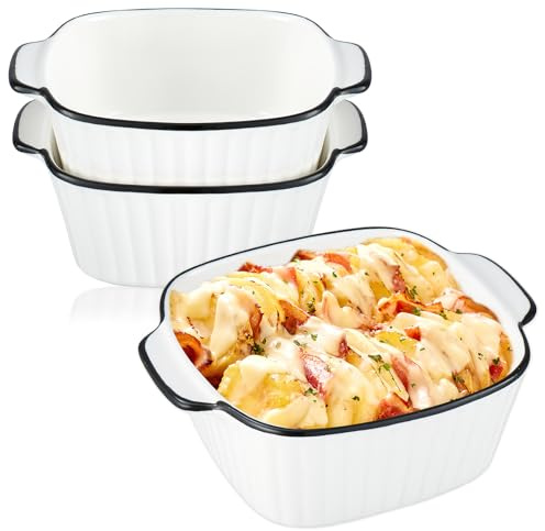 2er Ceramic Baking Dish, 14.5 X 12 X 5.5 Cm Square Baking Dishes With Handles For Hot Air Fryers, Deep Fryers, Ovens, Ovenproof And Microwave Safe