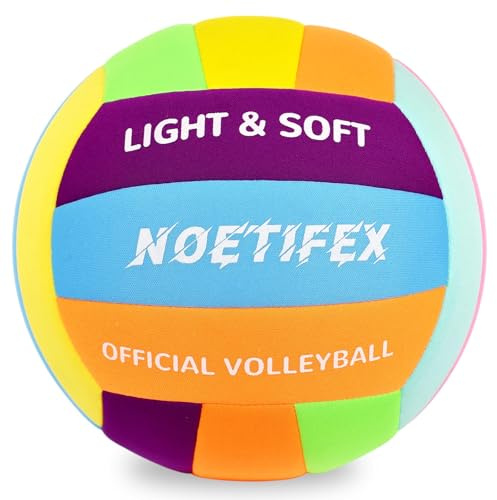 Noetifex Soft Volleyball-Super Soft Fabric Light Volleyball for Indoor Practice Safe and Quiet Kids Youth Beginners House Yard Training Practice Games(Deflated)