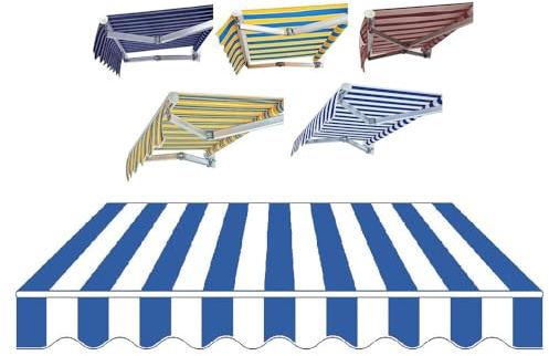 Tessuto di ricambio per tenda da sole da 2,4 m - 5,5 m, impermeabile, tenda parasole per esterni, in tela, per terrazze, terrazze e giardini, blu, 180 x 150 cm
