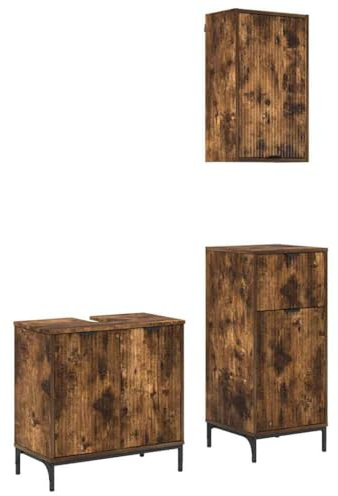 vidaXL Badezimmer Möbelset - Moderne Regale aus Holz mit Schublade und stylishen Türen