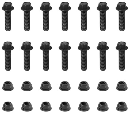 GOFIRA M10-1.25 * 35-14 pernos de cabeza hexagonal con brida (tipo de autobloqueo) tuercas, tornillos tuercas para motocicleta rosca gruesa, bomba, coche de reparación, proyecto de bricolaje