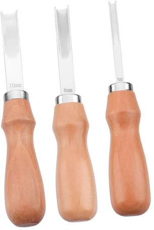 SHINEOFI 3pezzi Utensile per Raschiatura del Francese Smussatore per Bordi Artigianali di Utensile per Rifiniture in Pelle Raschiatore Manuale per Cuoio