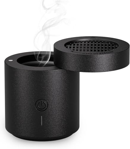 Rotating Flip Lid Electric Incense Burner, Portable Bakhoor Smoke Burner with USB Charging, Electronic Aroma Diffuser (Black)