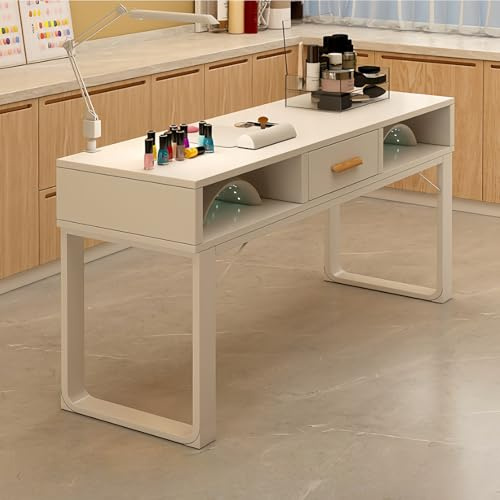 CHMAIDEU Table de Manucure Professionnelle - Bureau Onglerie Robust à Double Niveau et Structure Acier 40mm Renforcée - Table Manucure Prothésiste Ongulaire pour Salon et Usage Domestique