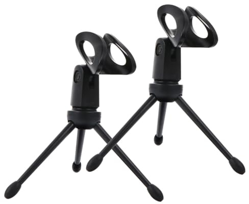 Baluue Universeller Mikrofonständer 2 Stück-Pack mit Präzisem Gleichgewicht und Tragbarem Kunststoff Dreibein Stativ für Screencasts und Podcasts in Schwarz