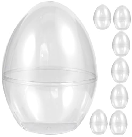 FUNOMOCYA 8pcs Plastic Easter Egg Boxes 90x90x120mm Flat Bottom Fillable Candy Containers for Party Decoration and DIY Craft Storage