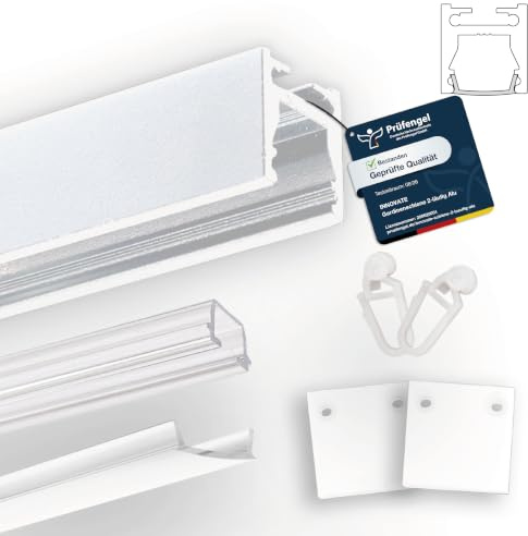 INNOVATE Gardinenschiene 1 läufig Alu Weiß Schmal 2m Vorhangschiene | Gardinenstange Aluminium LED Streifen Gardinen 2000x17,7x18,3 mm I Vorhangstange Schiebegardinen Vorhänge Schiebevorhang