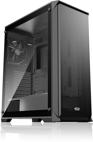 RAIJINTEK Arcadia 41 svart, Mid-Tower PC-hölje, minimalistisk design, härdat glas, 4 x 120 mm fläkt förinstallerad, högt luftflöde för tyst och ren spelbyggnad, ATX-stöd