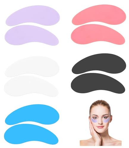 Psyqtsuary 5 Pairs Silicone Under Eye Patches, Reusable Eye Patches Plump Fine Lines & Wrinkles Washable Non-slip Silicones Wrinkle Patche Overnight for Dark Circles and Puffiness