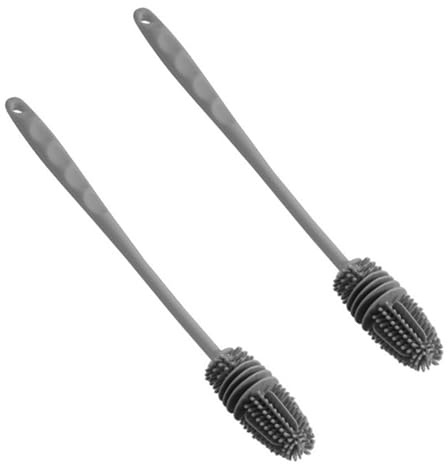 2Pcs Grey Silicone Bottle Brush,Silicone Bottle Cleaning Brushs with Long Handle,Baby Bottles Brush,Baby Bottles Cleaner Brushes Silicones,for Home Kitchen Flask, Thermos,Kettles Cleaning
