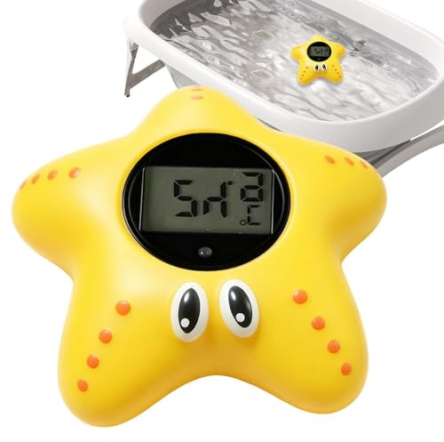 Medidor de temperatura del baño para niños: pantalla LCD flotante impermeable, monitor de temperatura de la bañera de estrella de mar, para niños, niñas, madre, baño, guardería, hospital, hogar, viaje