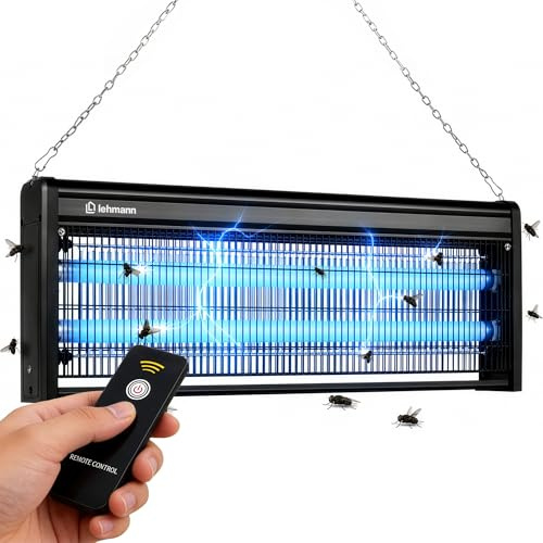 LEHMANN Lampe Anti Moustique Electrique, 40 W, Appareil Anti Mouches, Insectes, Moustiques sans Produits Chimiques, Commande à Distance, Silencieux, UV Tue Mouche pour Surfaces Jusqu’à 400 m²