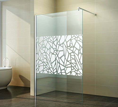 Duschwand Glas 10mm Sicherheitsglas - Begehbare Duschabtrennung Glaswand Easy Clean Nano Beschichtung - Walk - Duschwand Scherben 140 cm - ebenerdig - Duschtrennwand mit Edelstahl-Zubehör