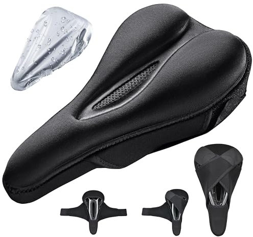 auvstar Fahrradsattelbezug,Sitzbezug aus Gel,Silikon,Sattelkissen für Fahrrad,aus Silikon und Schwamm,atmungsaktiv,weich,für Mountainbike,Rennrad, für Männer und Frauen. (Schwarz)