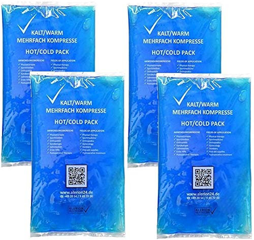 ManyMore 4 STK. 9 x 16 cm Kalt-Warm-Kompressen - Kühlkompressen Kühlkissen Kältekompressen Kühlpads Mehrfachkompressen Gelkompressen - Mikrowellen-geeignet Wiederverwendbar - Modern Blau