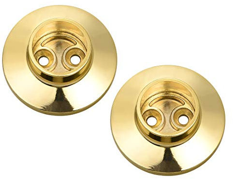 sourcing map Closet Rod Flange,25mm/0.98inch Dia Golden, Wardrobe Socket Bracket Support Holder for Pipe 2Pcs